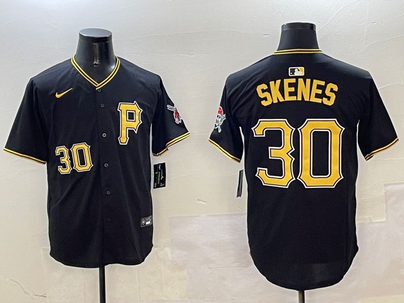 Men Pittsburgh Pirates #30 Skenes Black Game 2025 Nike MLB Jersey style 1